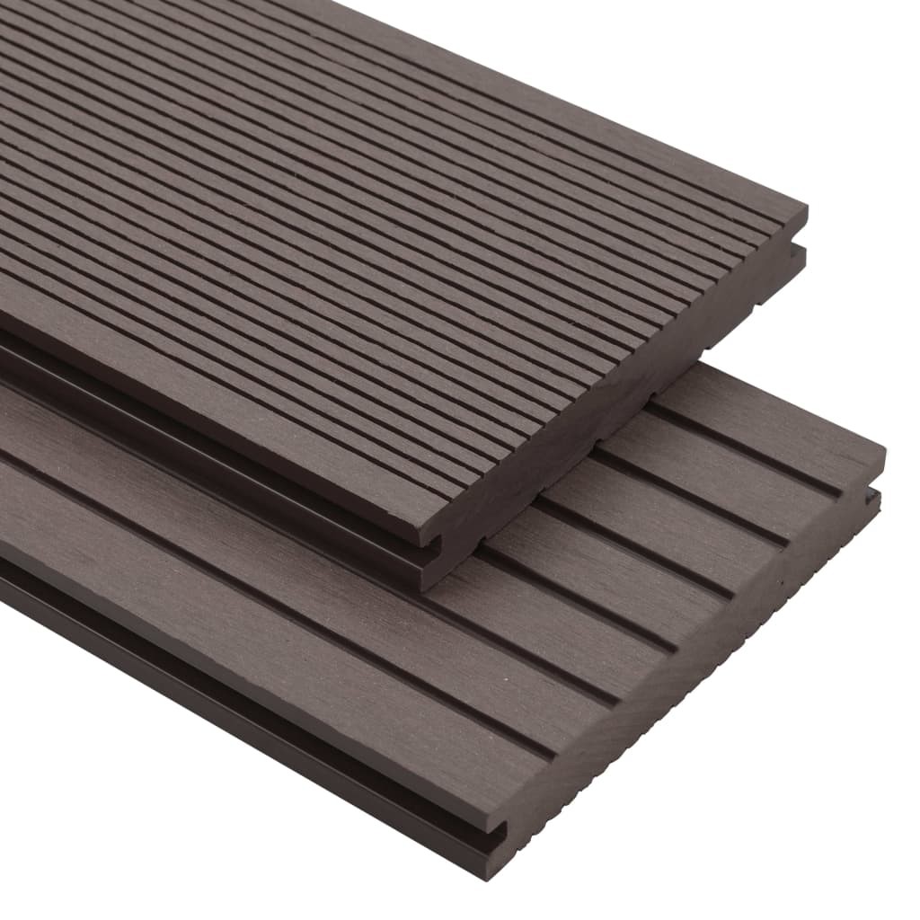 WPC Solid Decking Boards with Accessories 10 m² 4 m Dark Brown